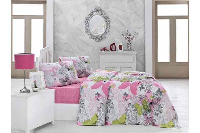 Överkast Victoria Dubbelt 200x230 cm - Rosa|Vit|Grön|Svart - Sängkläder - Överkast - Överkast dubbelsäng