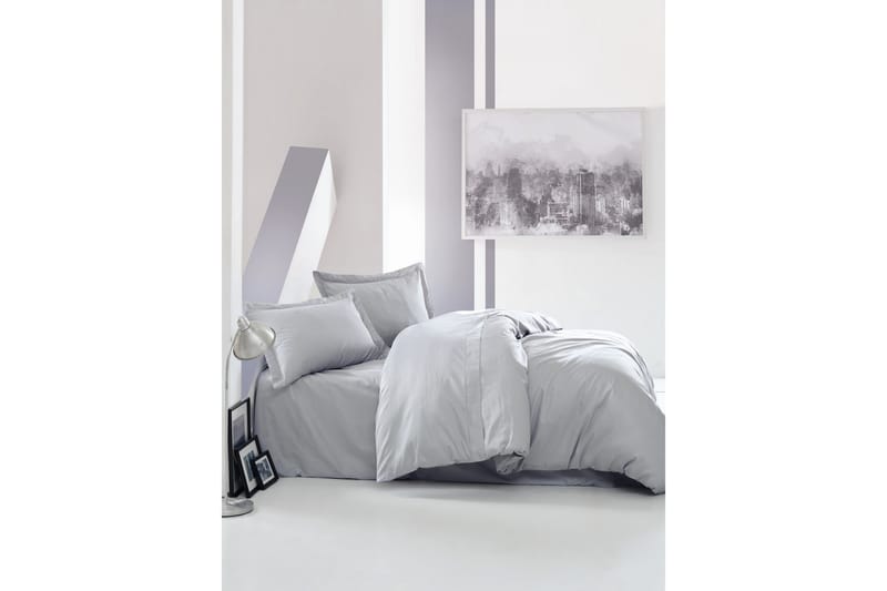 Bäddset Cotton Box Dubbelt 4-dels Premium Satin - Grå - Textil & mattor - Sängkläder - Bäddset & påslakanset