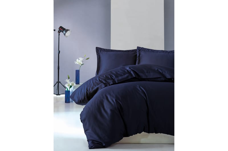 Bäddset Cotton Box Dubbelt 4-dels Premium Satin - Mörkblå - Textil & mattor - Sängkläder - Bäddset & påslakanset