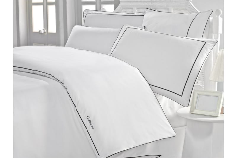 Bäddset Cotton Box Dubbelt 6-dels Satin - Vit/Svart - Textil & mattor - Sängkläder - Bäddset & påslakanset