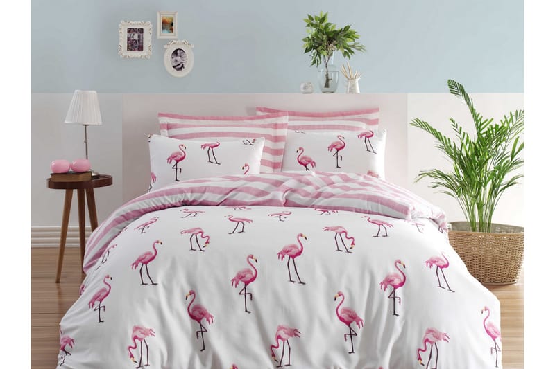 Bäddset EnLora Home Dubbelt 4-dels - Rosa - Sängkläder - Överkast - Överkast enkelsäng