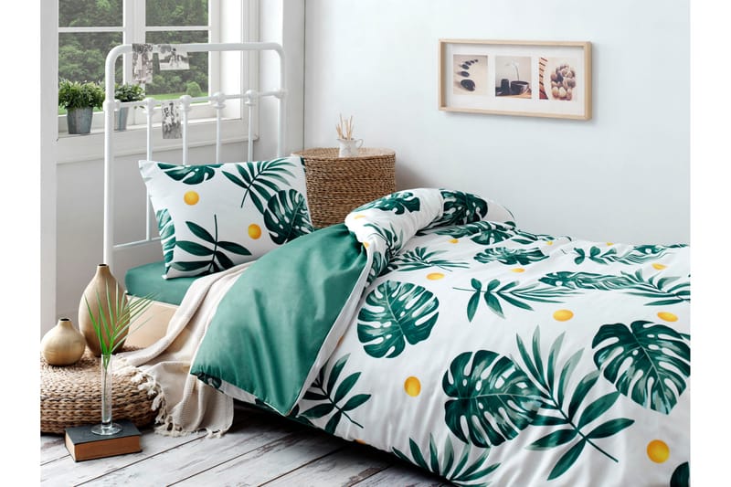 Bäddset EnLora Home Enkelt 3-dels - Grön|Vit|Gul - Bäddset & påslakanset - Sängkläder - Påslakanset dubbelsäng