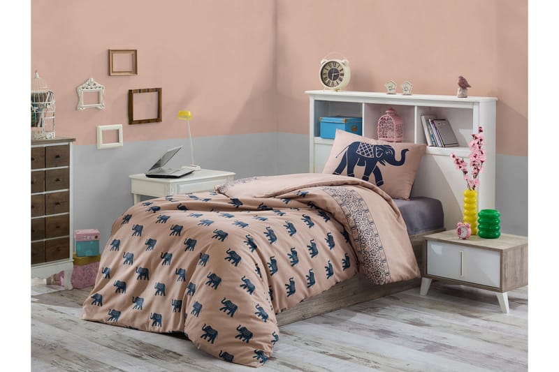 Bäddset Eponj Home Enkelt 3-dels - Blå|Ljusbrun - Bäddset & påslakanset - Sängkläder - Påslakanset dubbelsäng