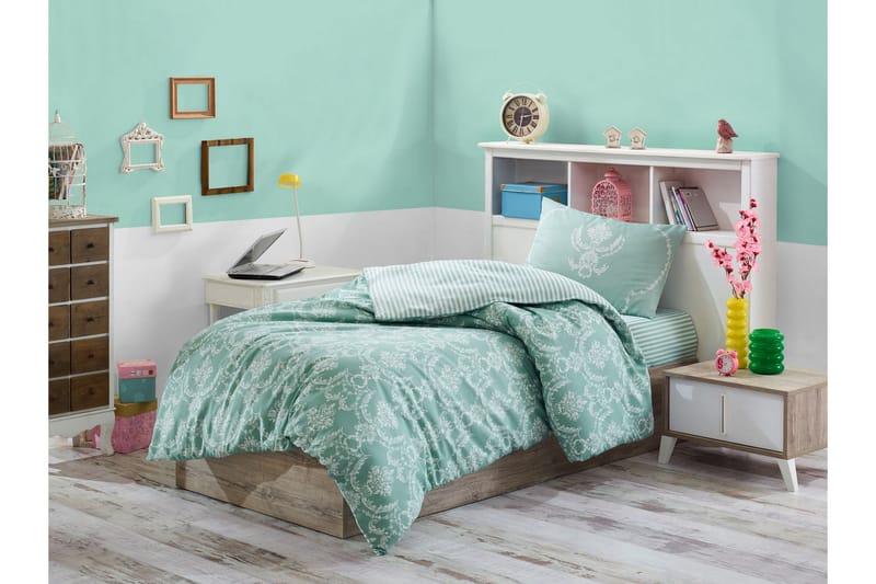 Bäddset Eponj Home Enkelt 3-dels - Grön|Vit - Bäddset & påslakanset - Sängkläder - Påslakanset dubbelsäng