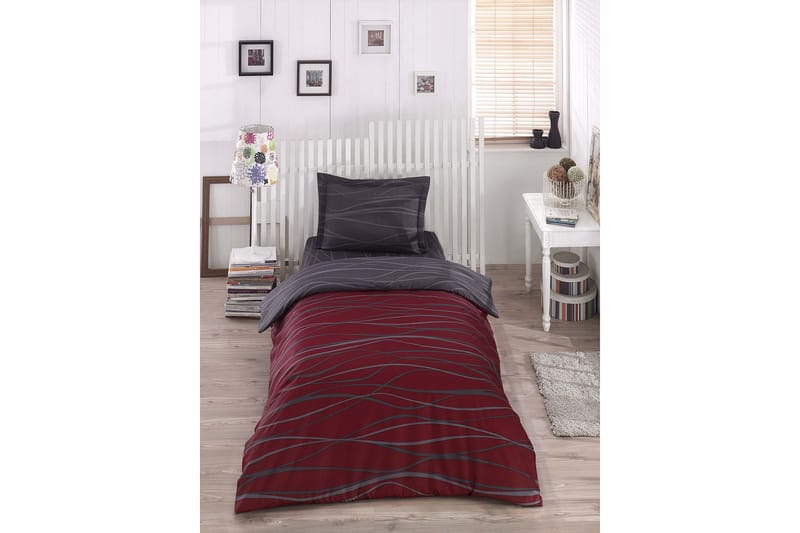 Bäddset Eponj Home Enkelt 3-dels - Röd|Antracit - Påslakanset dubbelsäng - Bäddset & påslakanset - Sängkläder