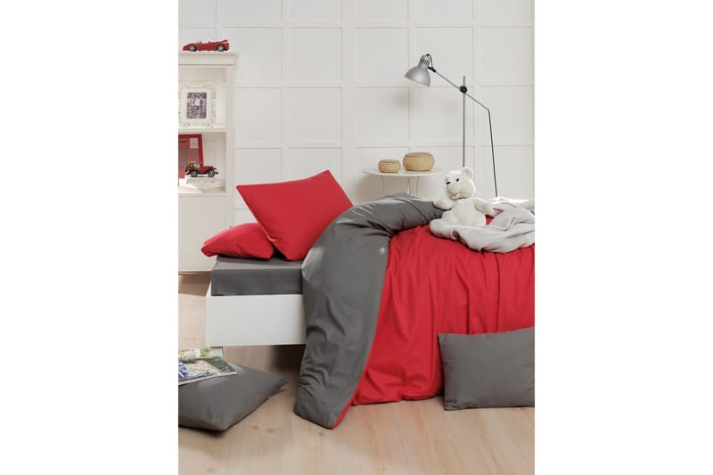Bäddset Hardemal 2-Dels 150x210/50x60 cm - Röd/Grå - Bäddset & påslakanset - Sängkläder - Påslakanset dubbelsäng