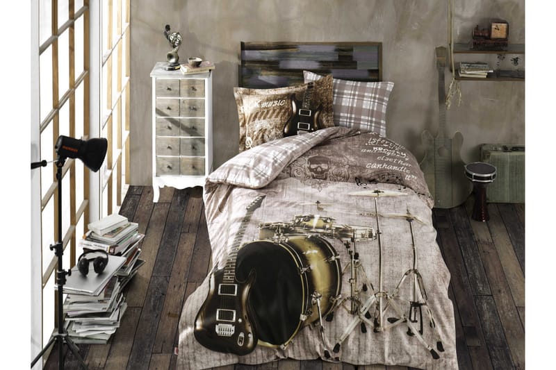 Bäddset Hobby Enkelt 3-dels Poplin, Vit|Brun|Svart|Beige