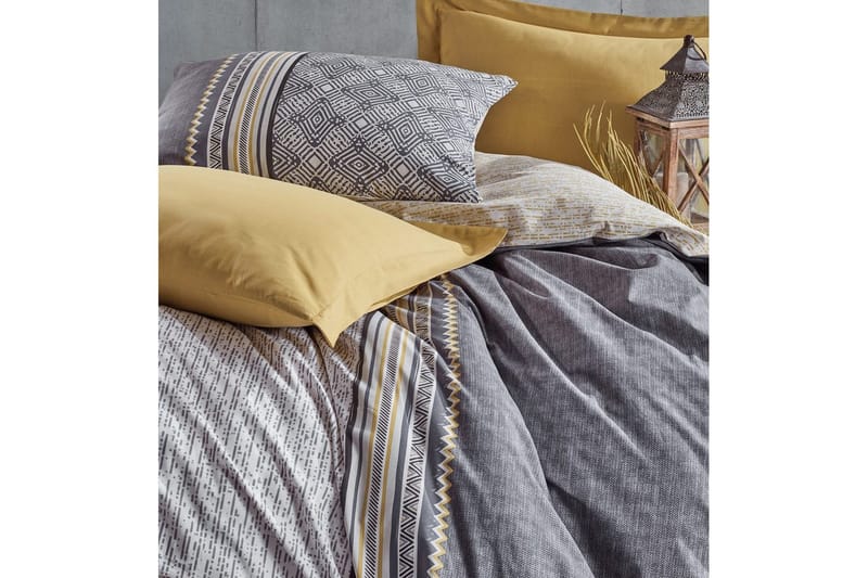 Bäddset Ranforce Dubbel Täckeöverdrag Set Doezum Grå / Senapsgul / Vit Grå, Mustard Yellow,Vit - Textil & mattor - Sängkläder - Bäddset & påslakanset - Påslakanset enkelsäng