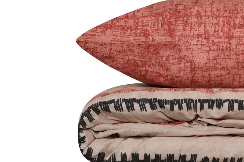 Botswana Bäddset 140x200 cm - Tegelröd Gul Vit Svart - Textil & mattor - Sängkläder - Bäddset & påslakanset - Påslakanset enkelsäng