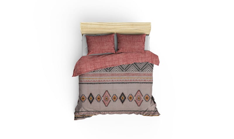 Botswana Bäddset 240x220 cm - Tegelröd Gul Vit Svart - Textil & mattor - Sängkläder - Bäddset & påslakanset