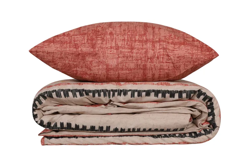 Botswana Bäddset 240x220 cm, Tegelröd Gul Vit Svart