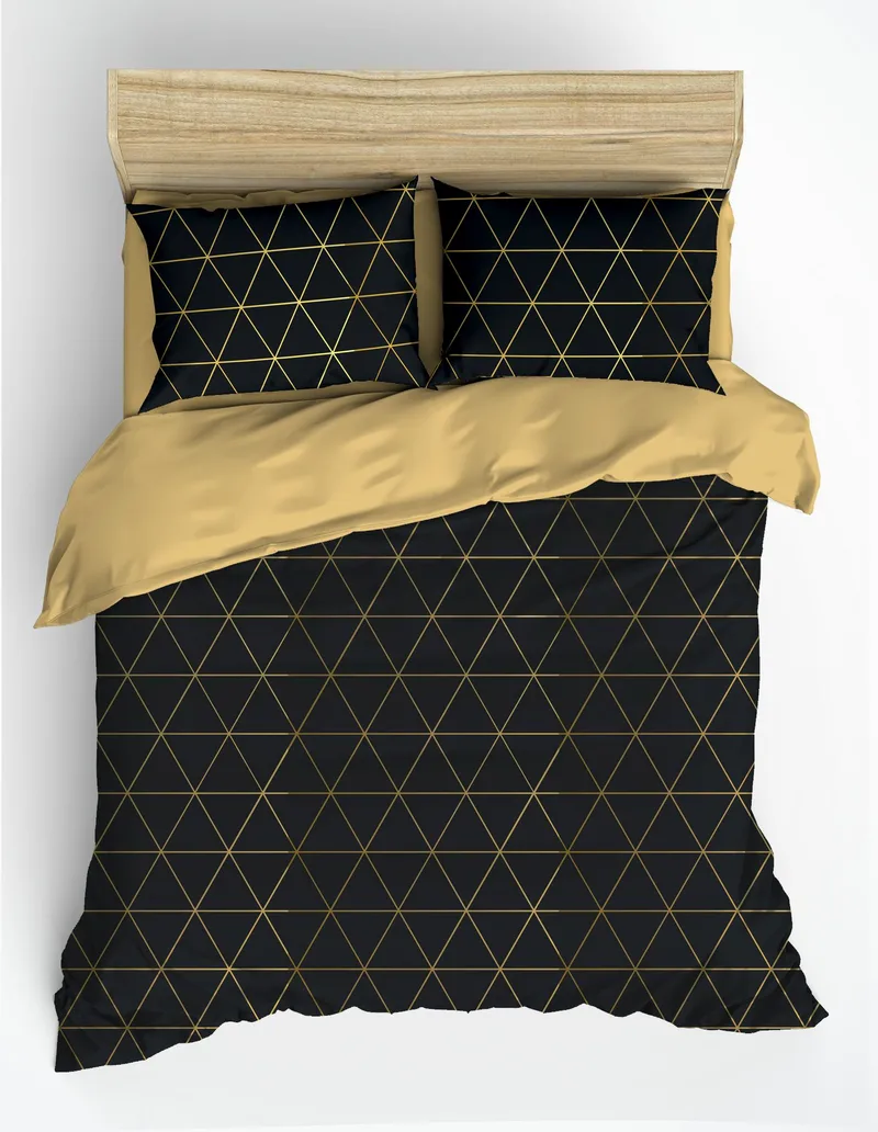 Branlor Bäddset 240x220 cm - Guld/Svart - Textil & mattor - Sängkläder - Bäddset & påslakanset - Påslakanset dubbelsäng