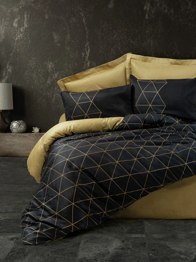 Branlor Bäddset 240x220 cm - Guld/Svart - Textil & mattor - Sängkläder - Bäddset & påslakanset - Påslakanset dubbelsäng