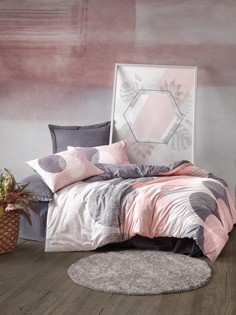 Dilsah Bäddset 140x200 cm - Grå Rosa Vit - Textil & mattor - Sängkläder - Bäddset & påslakanset - Påslakanset enkelsäng