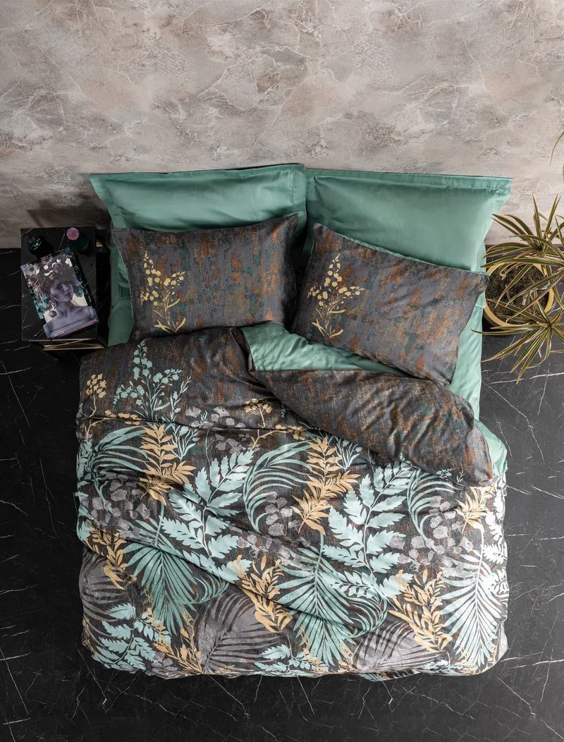 Lyronis Bäddset 140x200 cm - Mint/Antracit/Brun - Textil & mattor - Sängkläder - Bäddset & påslakanset - Påslakanset enkelsäng