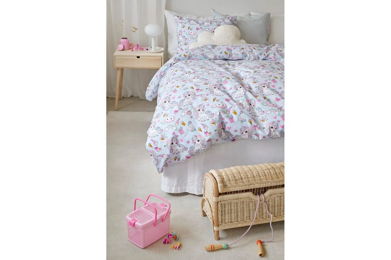 Påslakan 2-Dels Set Enhörning Blå - Blå - Textil & mattor - Sängkläder
