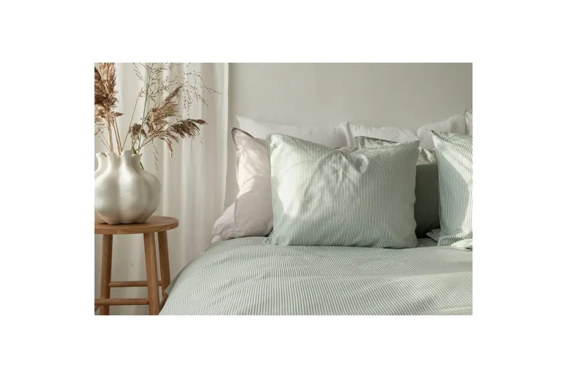 Påslakanset Dubbelsäng 3-Dels Thelma Stripe Grön - Textil & mattor - Sängkläder - Bäddset & påslakanset