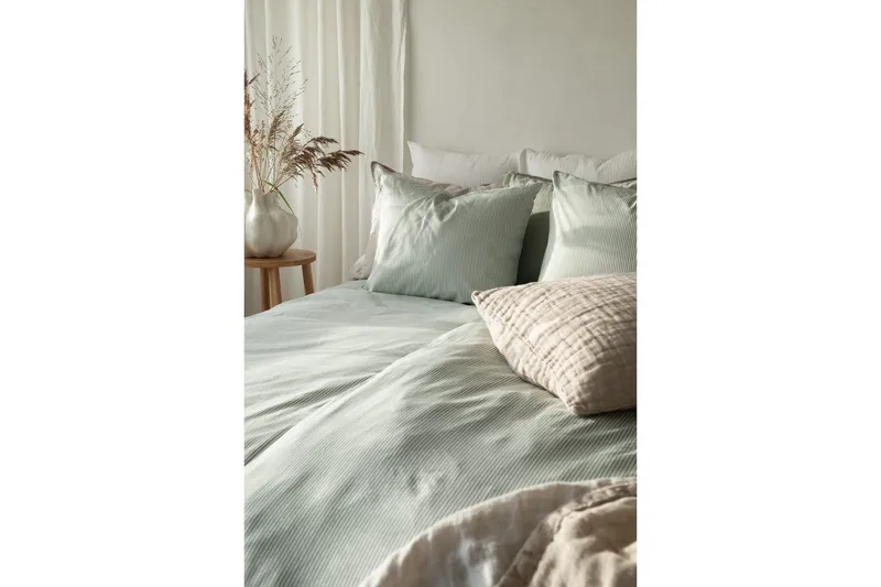 Påslakanset Dubbelsäng 3-Dels Thelma Stripe Grön - Textil & mattor - Sängkläder - Bäddset & påslakanset