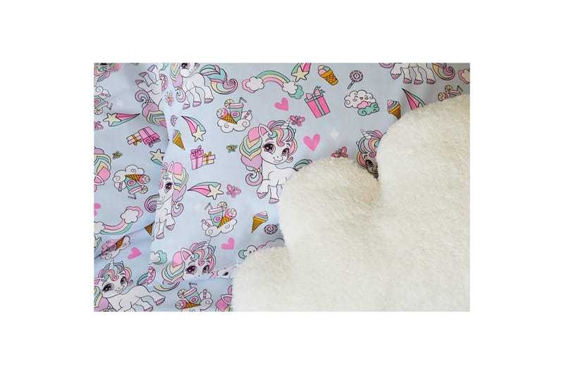 Påslakanset Enkelsäng 2-Dels Enhörning - Blå - Textil & mattor - Sängkläder - Bäddset & påslakanset