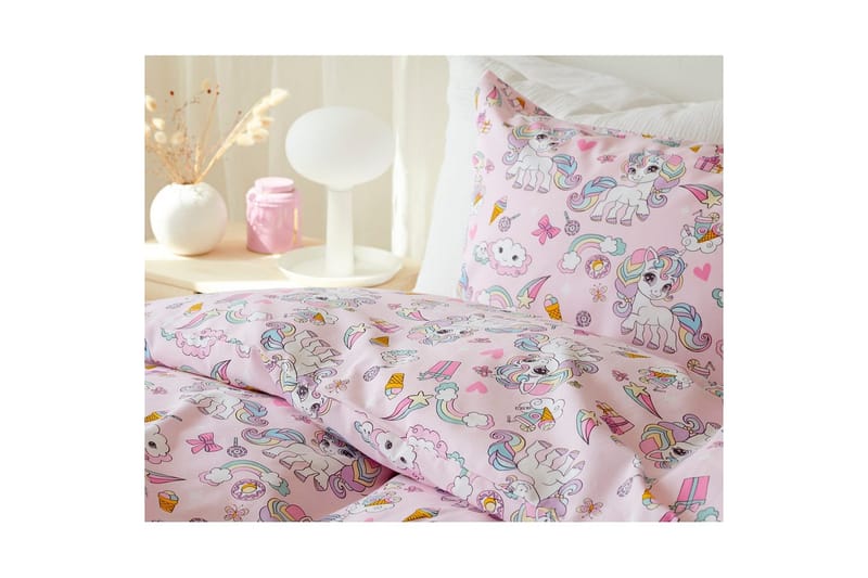 Påslakanset Enkelsäng 2-Dels Enhörning - Rosa - Textil & mattor - Sängkläder - Påslakan