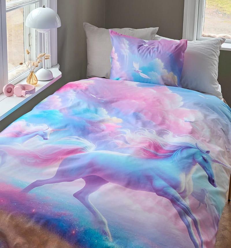 Påslakanset Enkelsäng 2-Dels Set Unicorns - Textil & mattor - Sängkläder - Bäddset & påslakanset - Påslakanset dubbelsäng