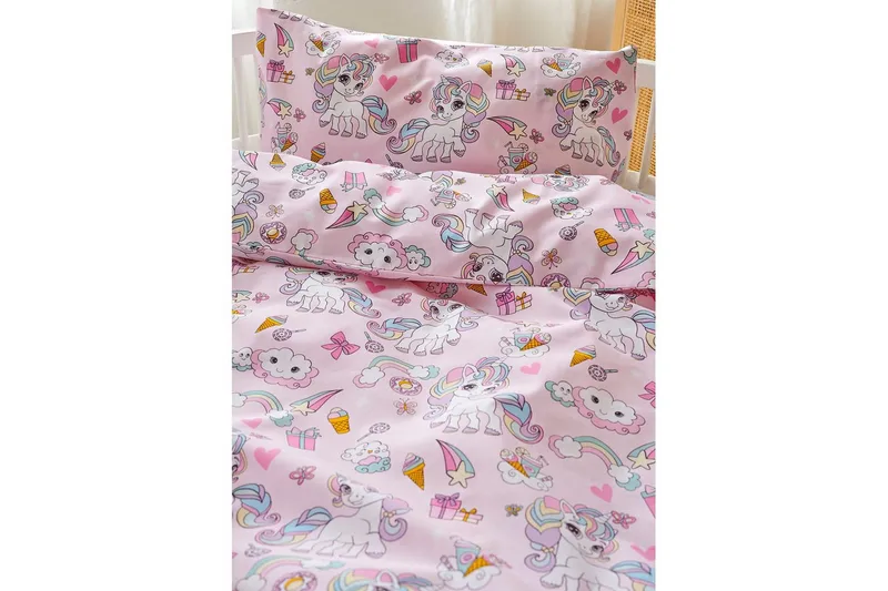 Påslakanset till Spjälsäng 2-Dels Enhörning Rosa - Textil & mattor - Sängkläder - Bäddset & påslakanset - Påslakanset enkelsäng