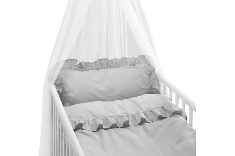 Påslakanset till Spjälsäng 2-Dels Volang, Grå