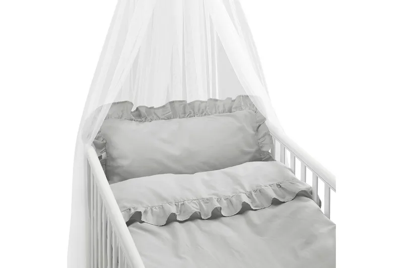 Påslakanset till Spjälsäng 2-Dels Volang, Grå