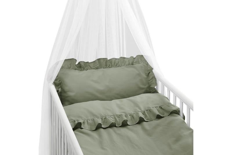 Påslakanset till Spjälsäng 2-Dels Volang, Grön