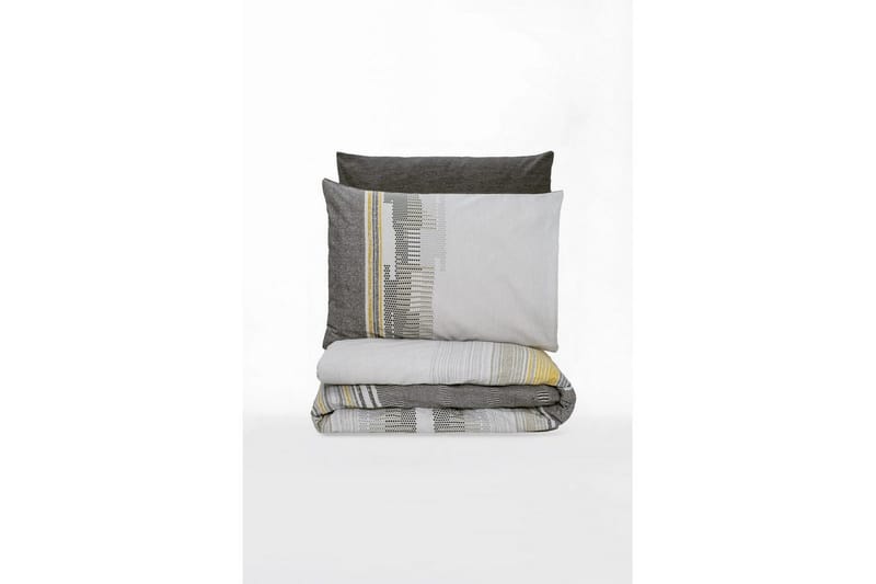 Ranforce Dubbel Täckeöverdrag Set Baelin Mink / Mörkgrå / Gul - Beige/Mörkgrå/Gul - Textil & mattor - Sängkläder - Bäddset & påslakanset