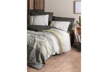 Ranforce Dubbel Täckeöverdrag Set Baelin Mink / Mörkgrå / Gul - Beige/Mörkgrå/Gul - Textil & mattor - Sängkläder - Bäddset & påslakanset