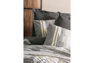 Ranforce Dubbel Täckeöverdrag Set Baelin Mink / Mörkgrå / Gul - Beige/Mörkgrå/Gul - Textil & mattor - Sängkläder - Bäddset & påslakanset