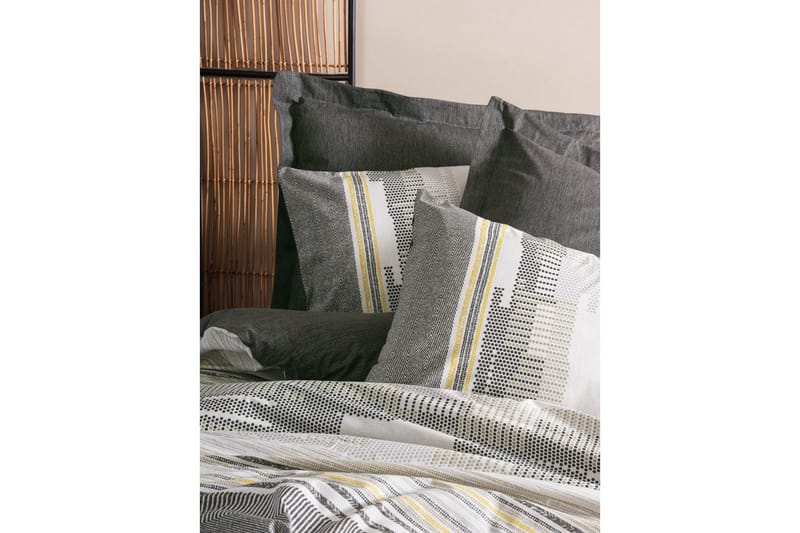 Ranforce Dubbel Täckeöverdrag Set Baelin Mink / Mörkgrå / Gul - Beige/Mörkgrå/Gul - Textil & mattor - Sängkläder - Bäddset & påslakanset