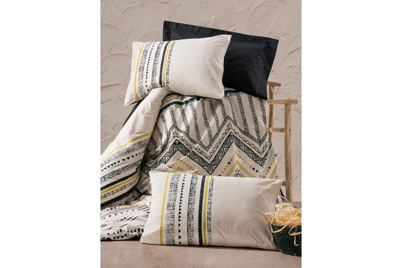 Ranforce Dubbel Täckeöverdrag Set Calmere Svart / Vit / Rany - Guld/Svart/Vit - Textil & mattor - Sängkläder - Bäddset & påslakanset