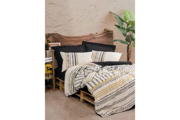 Ranforce Dubbel Täckeöverdrag Set Calmere Svart / Vit / Rany - Guld/Svart/Vit - Textil & mattor - Sängkläder - Bäddset & påslakanset