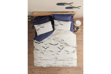 Ranforce Dubbel Täckeöverdrag Set Kessan Mörkblå / Vit - Mörkblå/Vit - Textil & mattor - Sängkläder - Bäddset & påslakanset