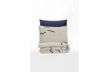 Ranforce Dubbel Täckeöverdrag Set Kessan Mörkblå / Vit - Mörkblå/Vit - Textil & mattor - Sängkläder - Bäddset & påslakanset