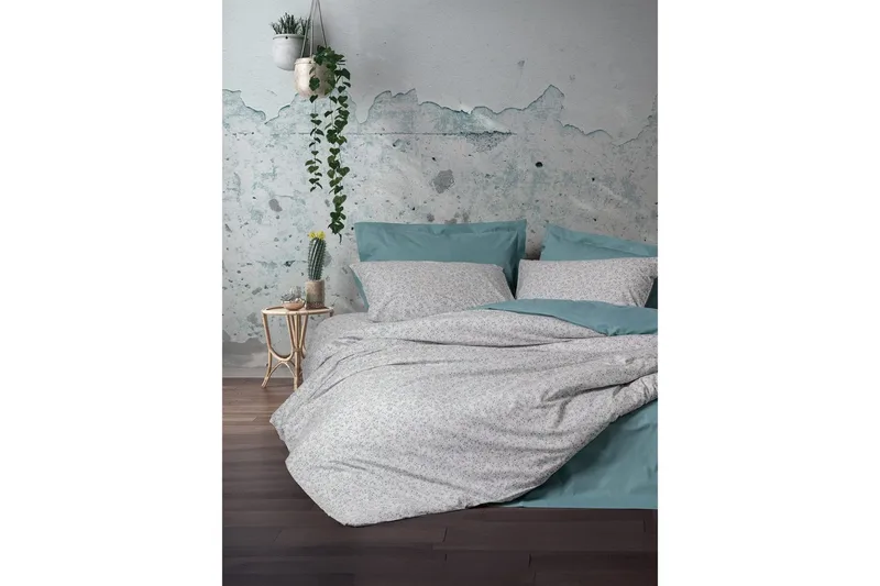 Ranforce Dubbel Täckeöverdrag Set Kiku Mint, Mintgrön