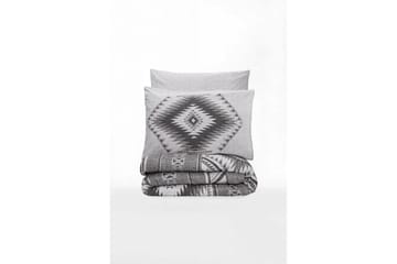 Ranforce Dubbel Täckeöverdrag Set Orvia Antracit / Vit - Vit/Antracit - Textil & mattor - Sängkläder - Bäddset & påslakanset