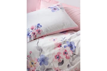 Ranforce Dubbel Täckeöverdrag Set Suehiro Veyaa / Vit / Mytikas - Lavendel/Rodnadsrosa/Vit - Textil & mattor - Sängkläder - Bäddset & påslakanset