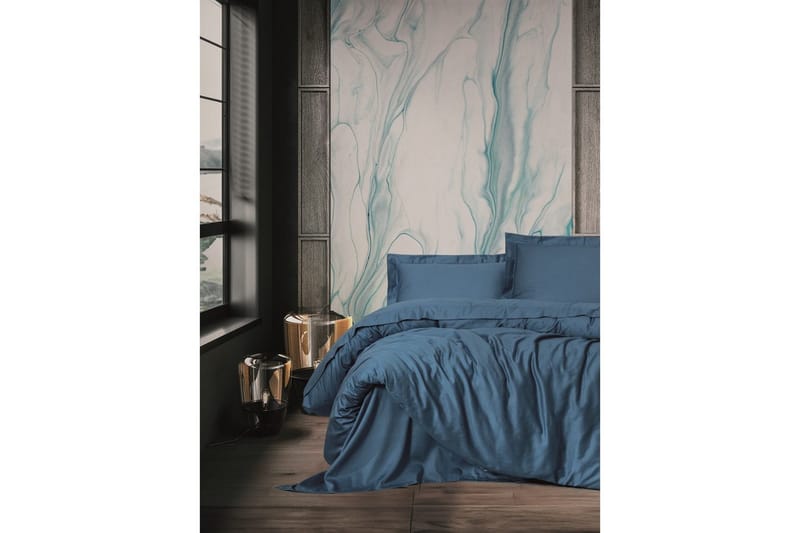 Satin dubbelpåslakanset Galinportla Blå - Blå - Textil & mattor - Sängkläder - Bäddset & påslakanset