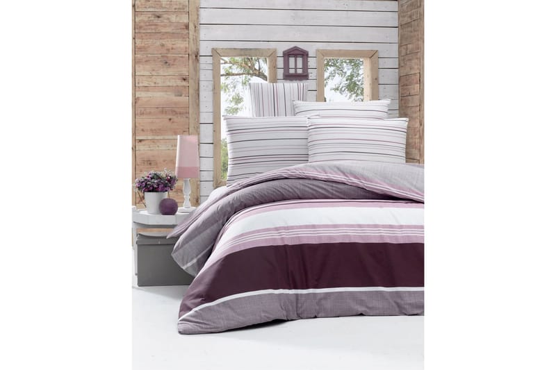 Bäddset Victoria Dubbelt 4-dels Ranforce - Vit|Lila - Textil & mattor - Sängkläder - Bäddset & påslakanset