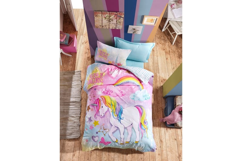 Cotton Box Bäddset Barn 3-dels Ranforce, Rosa/Mint/Multi