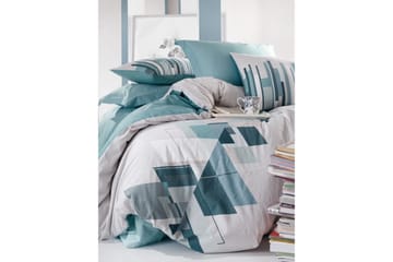 Cotton Box Bäddset Dubbelt 4-dels Ranforce - Petrol/Vit - Textil & mattor - Sängkläder