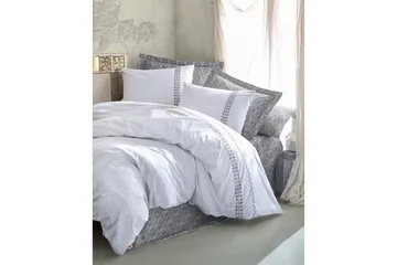 Cotton Box Bäddset Dubbelt 6-dels Ranforce - Grå/Vit - Textil & mattor - Sängkläder