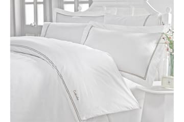 Cotton Box Bäddset Dubbelt 6-dels Satin - Vit/Grå - Textil & mattor - Sängkläder