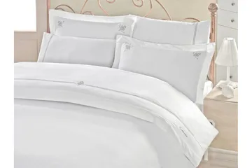 Cotton Box Bäddset Dubbelt 6-dels Satin - Vit/Grå - Textil & mattor - Sängkläder - Bäddset & påslakanset