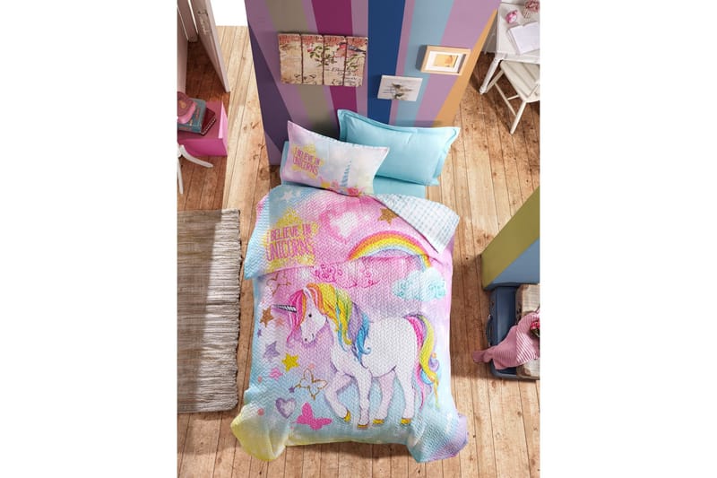 Cotton Box Four Seasons Bäddset Barn 4-dels Ranforce, Mint/Rosa/Multi