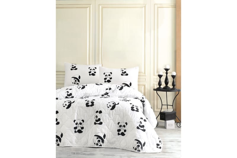 EnLora Home Överkast Enkelt 160x220+Kuddfodral Quiltat, Svart/Vit