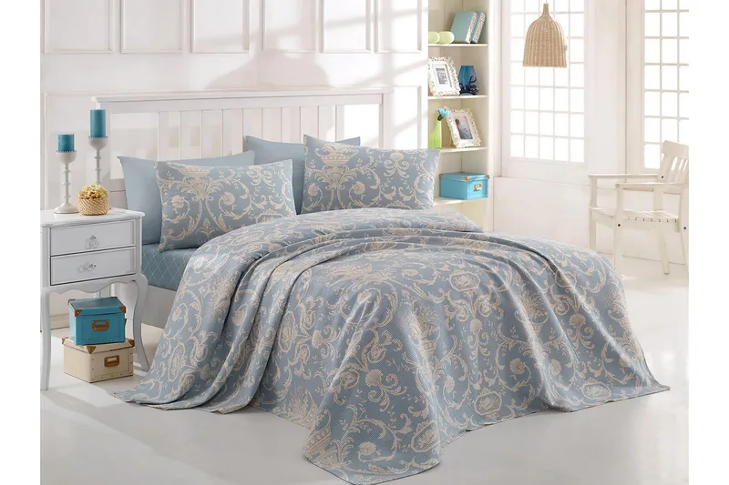 Eponj Home Överkast Dubbelt 200x235+Lakan+2 Kuddfodral - Blå/Vit - Textil & mattor - Sängkläder - Bäddset & påslakanset